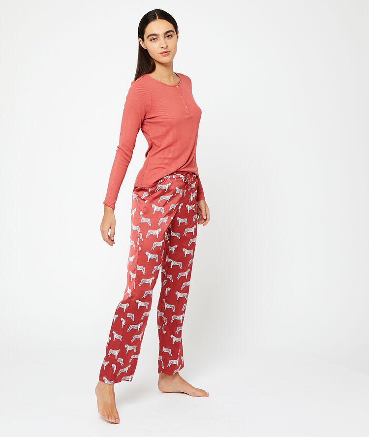 Pantalon à imprimé "fauves" rose.