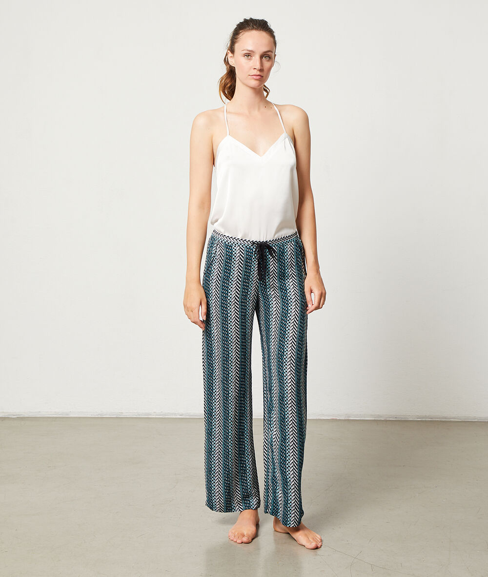 Pantalon imprimé graphique noir.