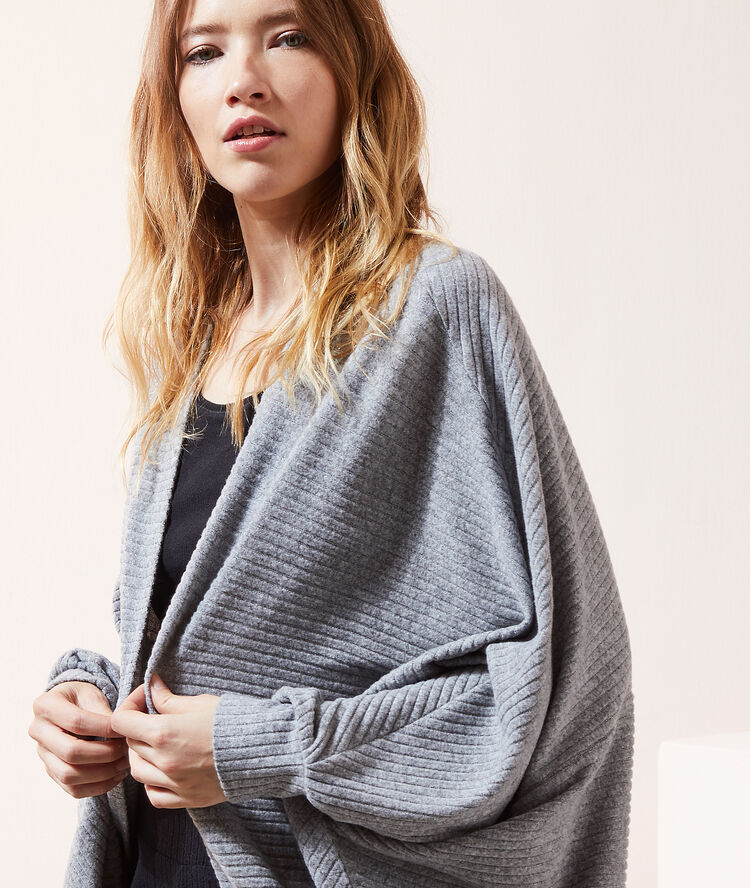 Veste côtelée loungewear gris.