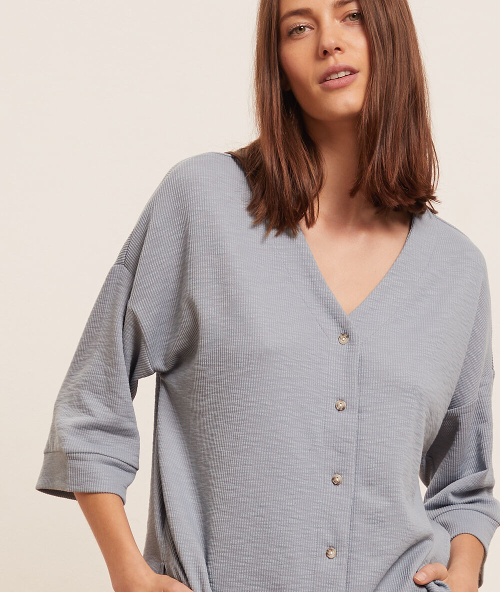 Chemise de pyjama manches courtes bleu.