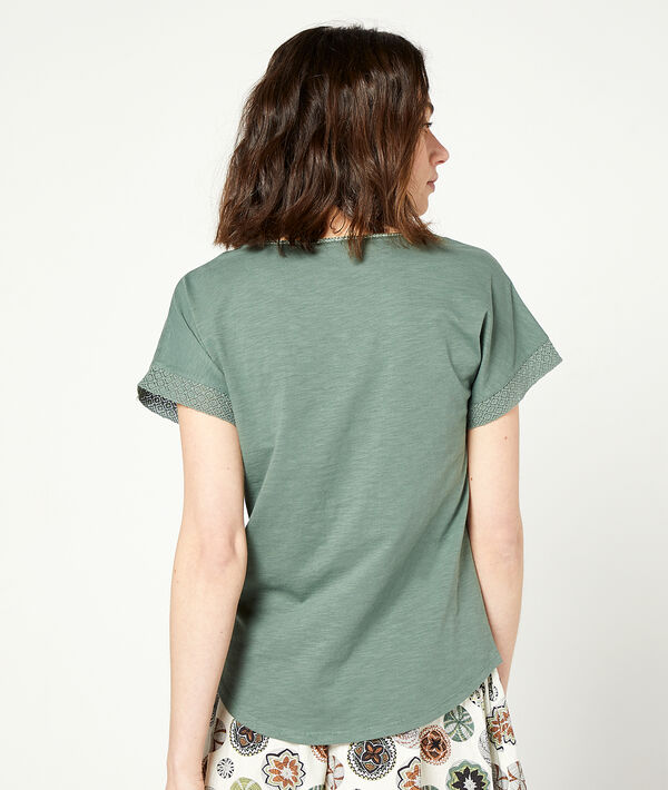 T-shirt col à lacets T-shirt col à lacets;${refinementColor}