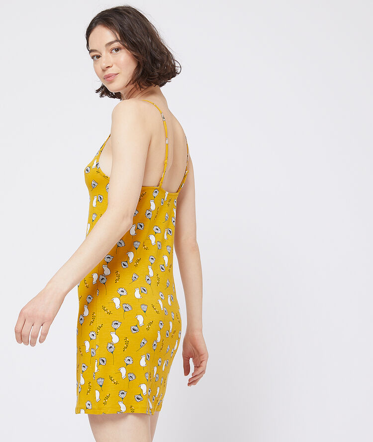 Nuisette fleurie en viscose éco-responsable jaune.
