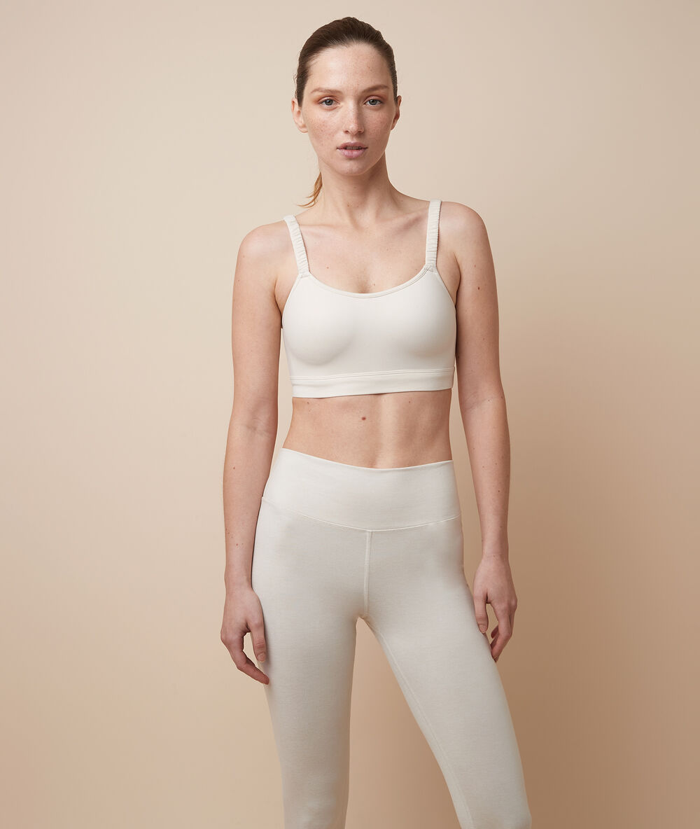 Brassière de yoga - maintien medium lin.