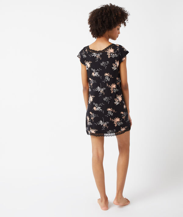 Chemise de nuit imprimée, détails dentelle Chemise de nuit imprimée, détails dentelle;${refinementColor}