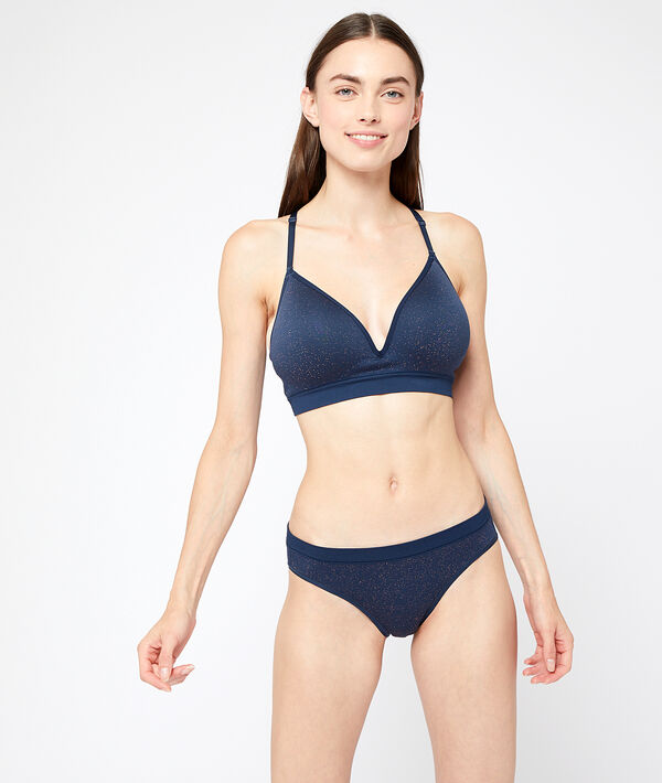 Soutien-gorge classique à coques fines, dos croisé marine.