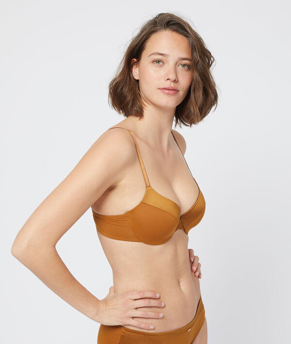 Soutien-gorge n°5 - coques fines microfibre bronze.