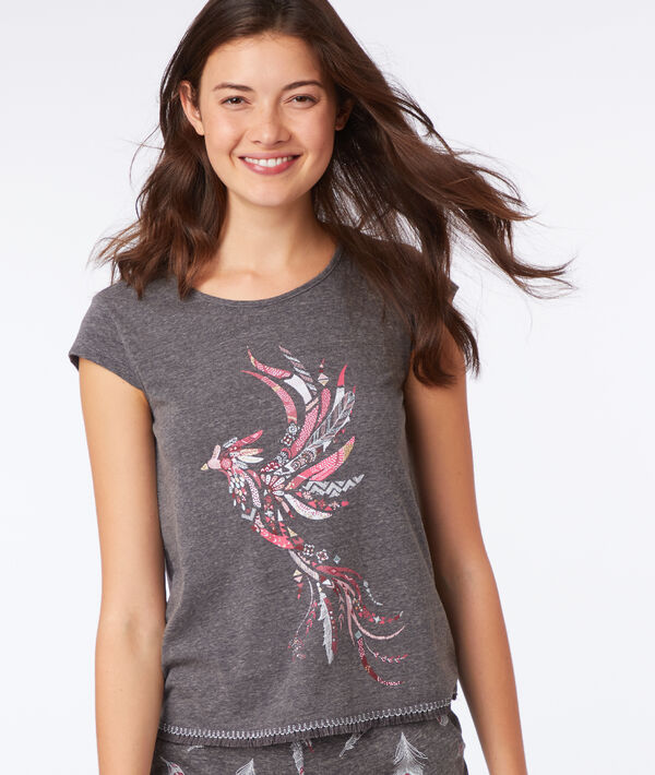 T-shirt imprimé oiseau T-shirt imprimé oiseau;${refinementColor}