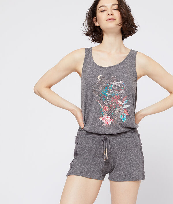 Débardeur imprimé hibou anthracite.