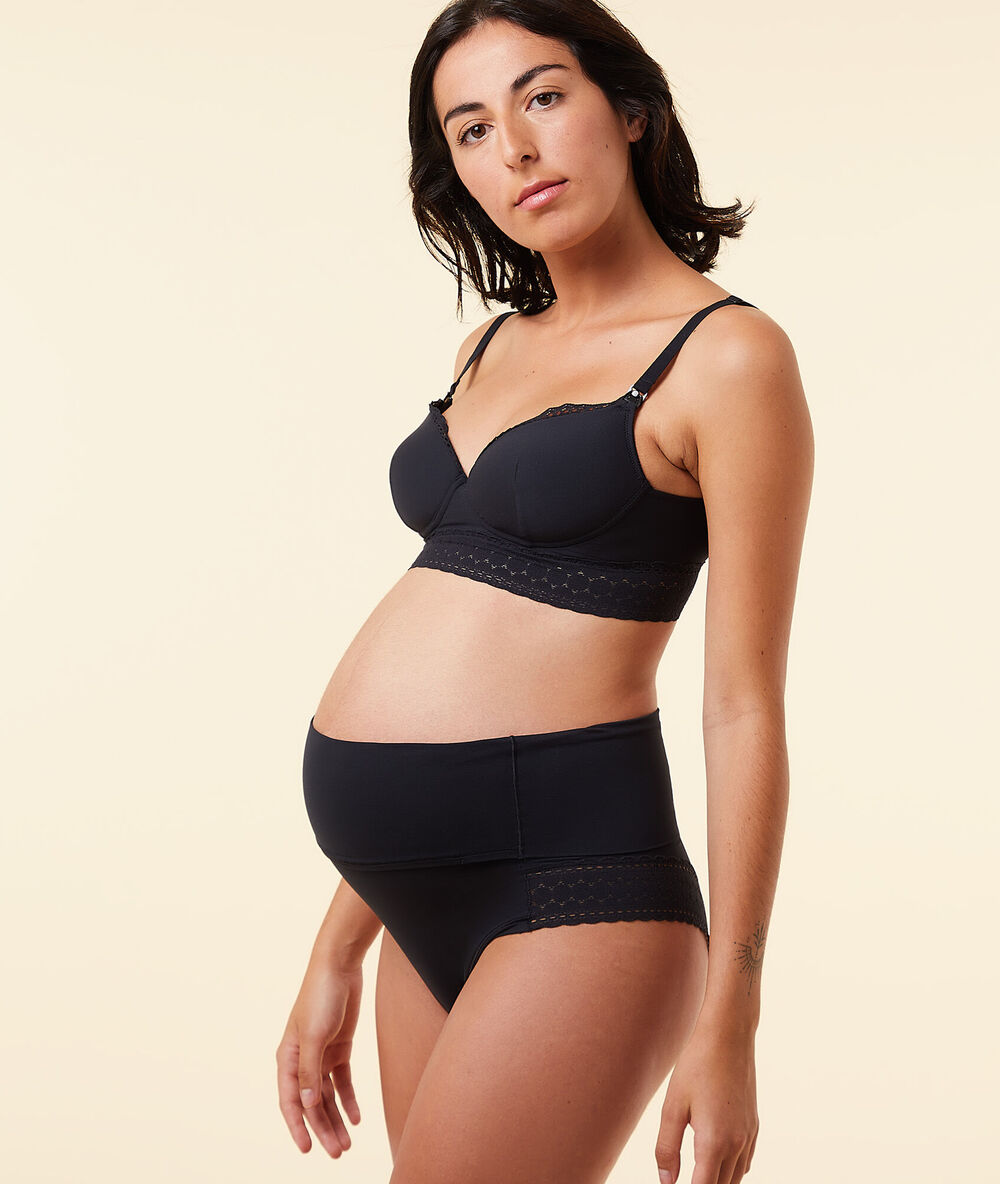 Soutien-gorge coques fines, clips d'allaitement noir.