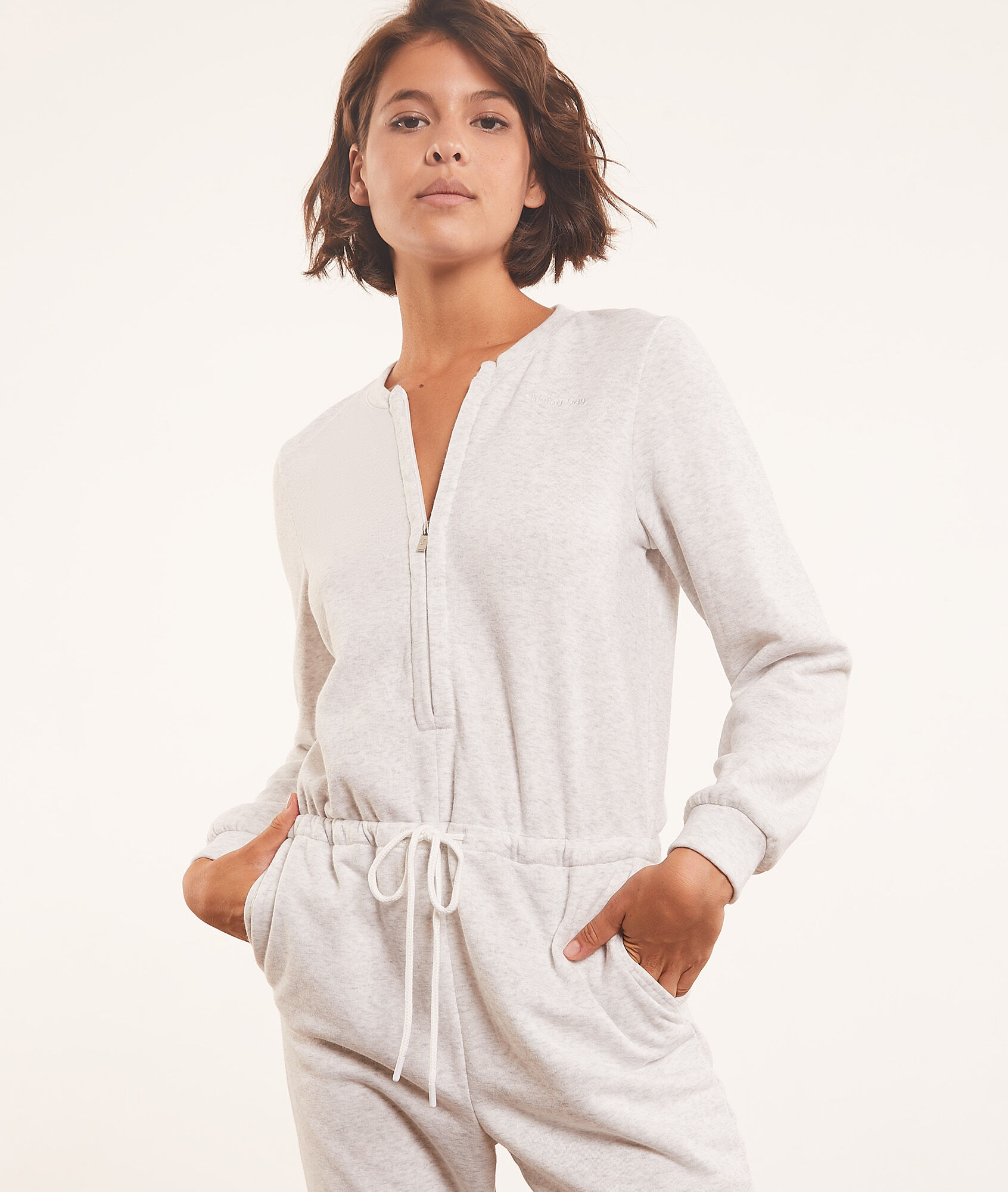 Combinaison zippée à nouer à la taille - COOKIE - GRIS CLAIR - ETAM