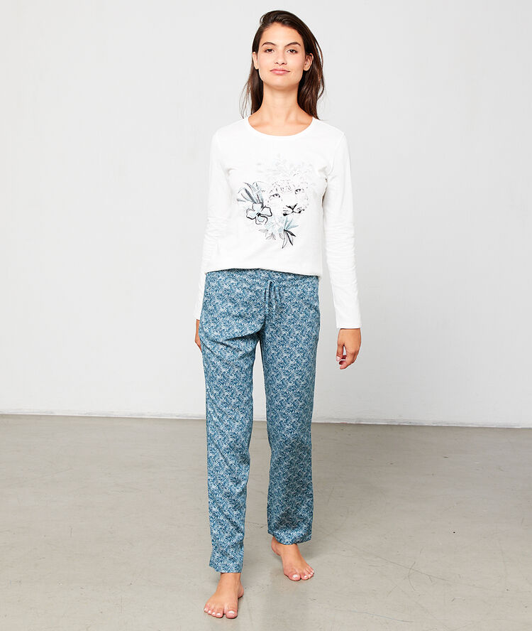 T-shirt imprimé panthère en coton ecru.