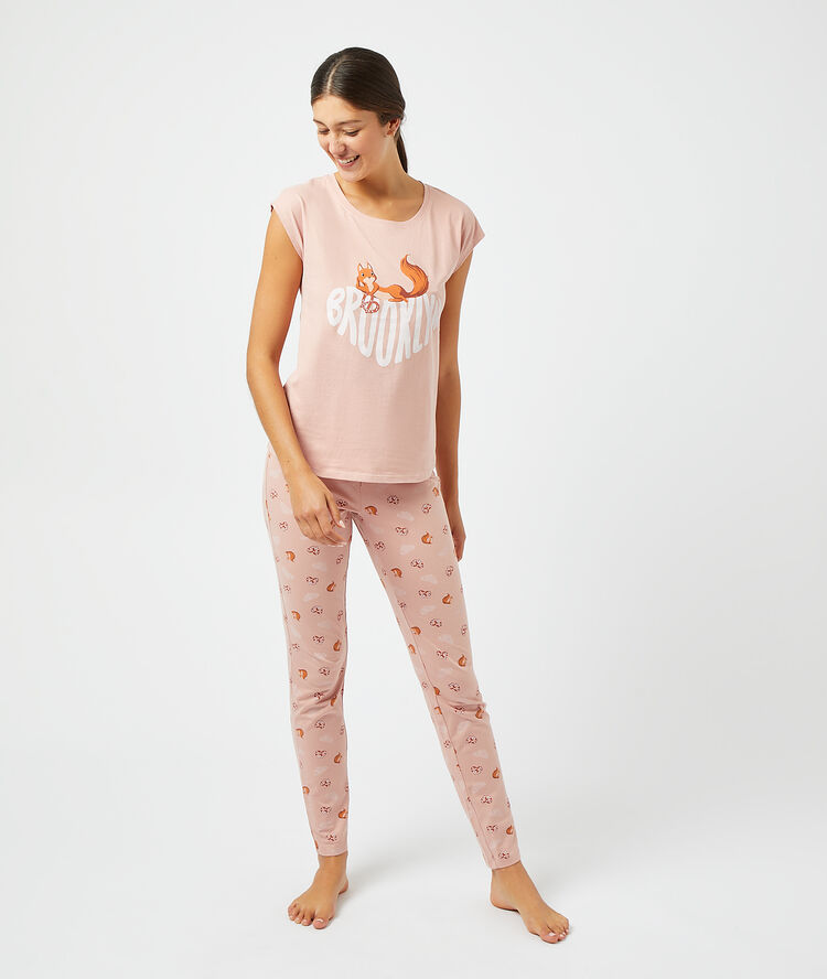 Pantalon imprimé rose.