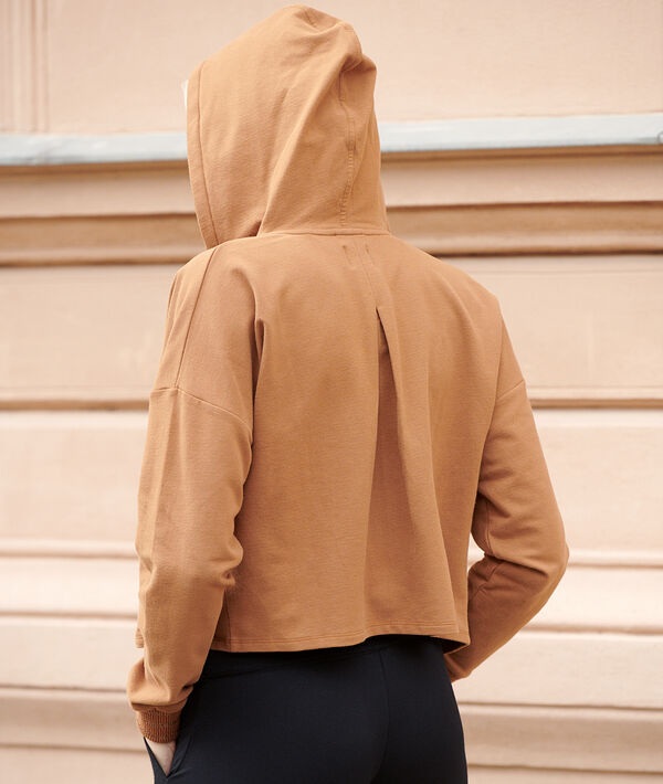 Sweat-shirt cropped marron.