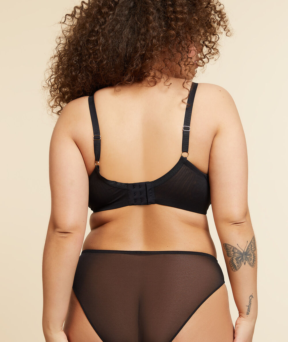 Soutien-gorge n°7 - triangle en tulle armaturé noir.