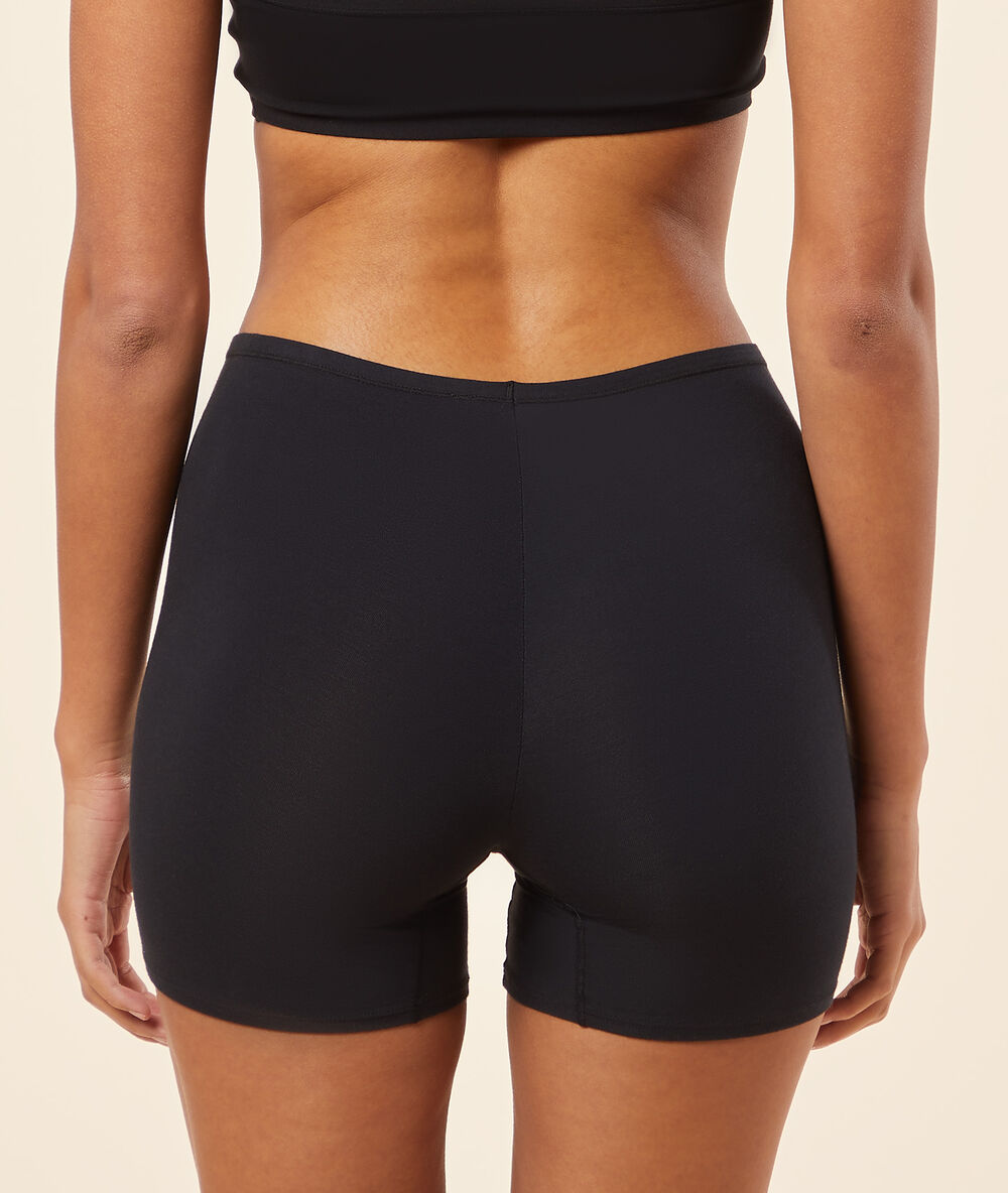 Short cycliste en coton bio extensible noir.