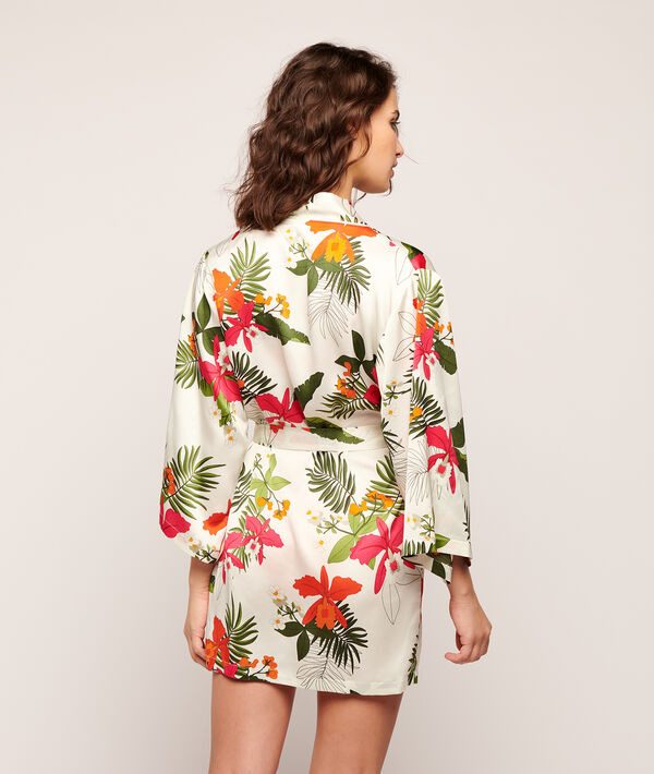 Kimono satiné imprimé tropical Kimono satiné imprimé tropical;${refinementColor}
