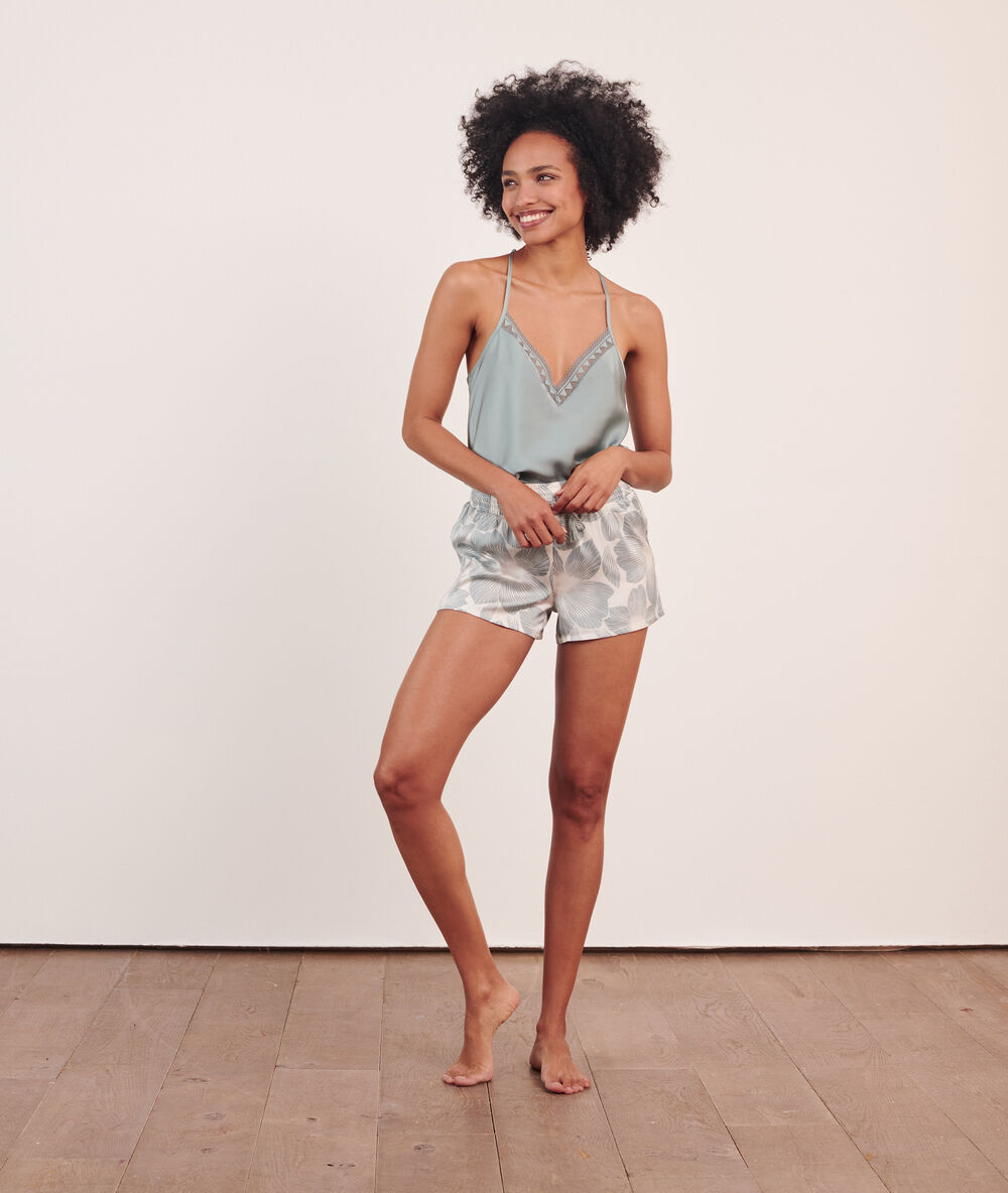 Short de pyjama imprimé ecru.
