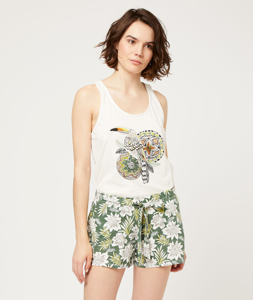 Short imprimé floral ecru.