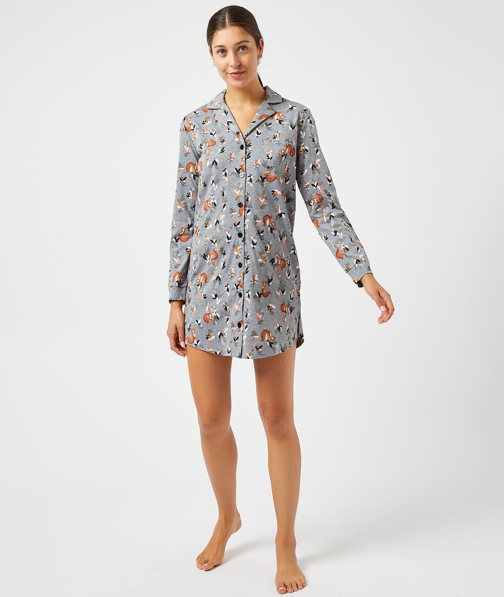 Chemise de nuit imprimé anthracite.