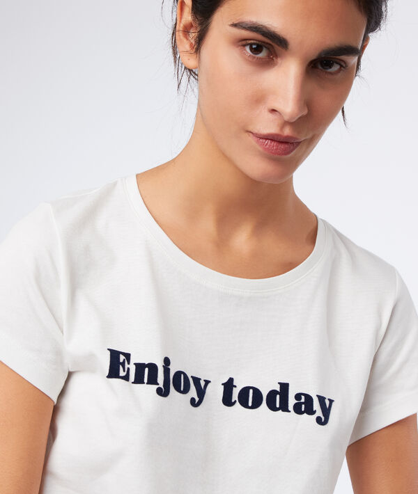 T-shirt "enjoy today" ecru.