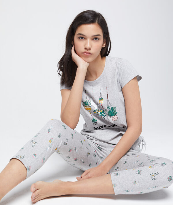 Pantalon capri imprimé fleurs en coton bio Pantalon capri imprimé fleurs en coton bio