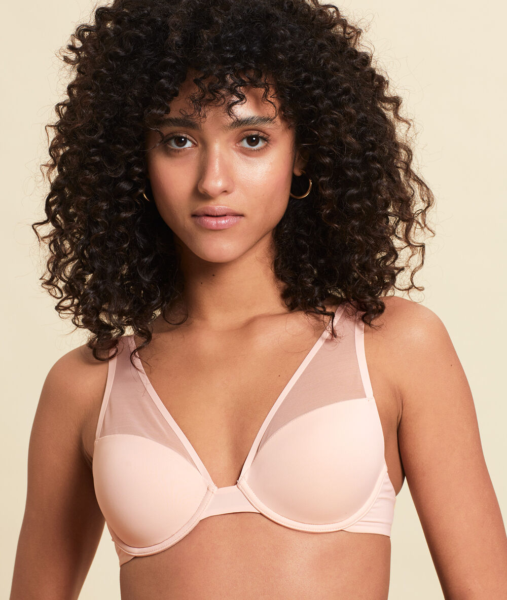 Soutien-gorge n°6 - triangle coques fines en mesh invisible blush.