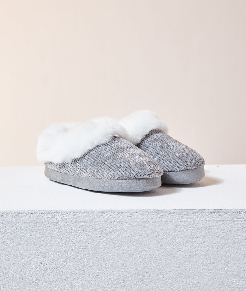 Chaussons Mules Effet Fourrure Jimmy Anthracite Etam