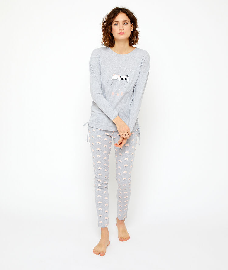 Top "let's stay in bed" gris.