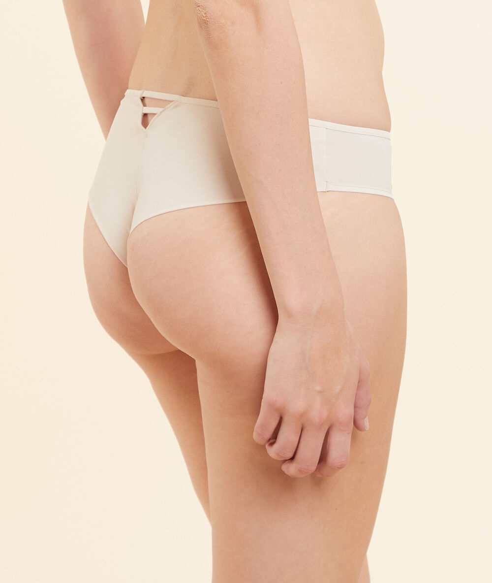 Hipster bi-matière détails en tulle lin.