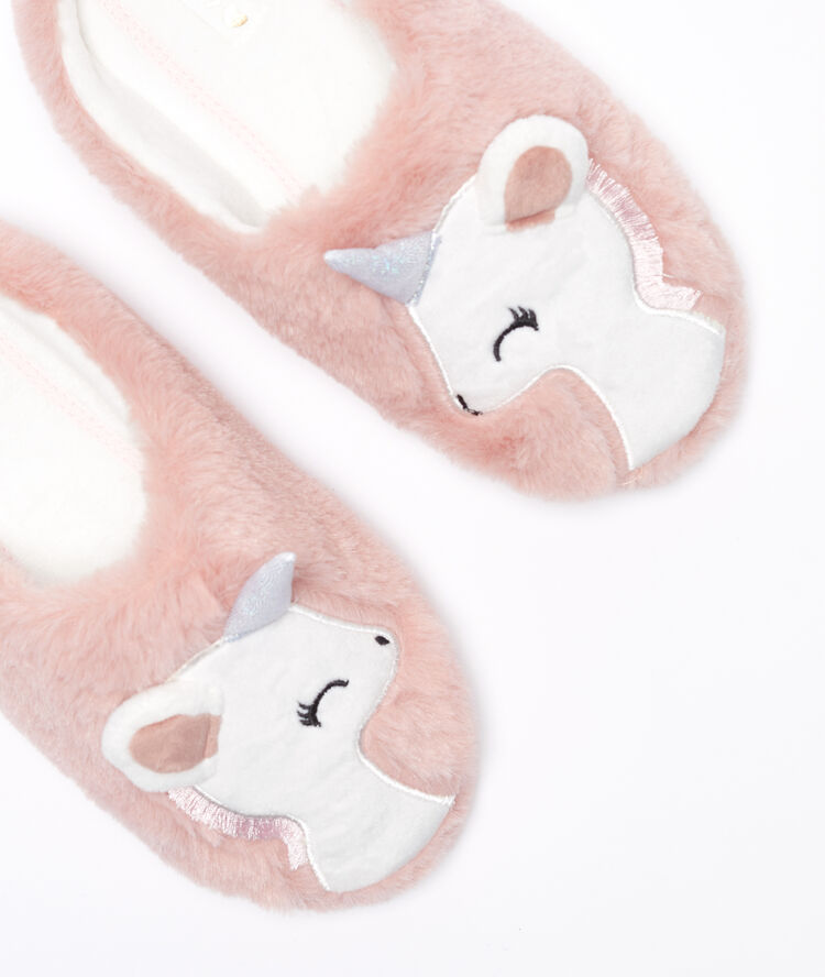 Mules licorne rose.