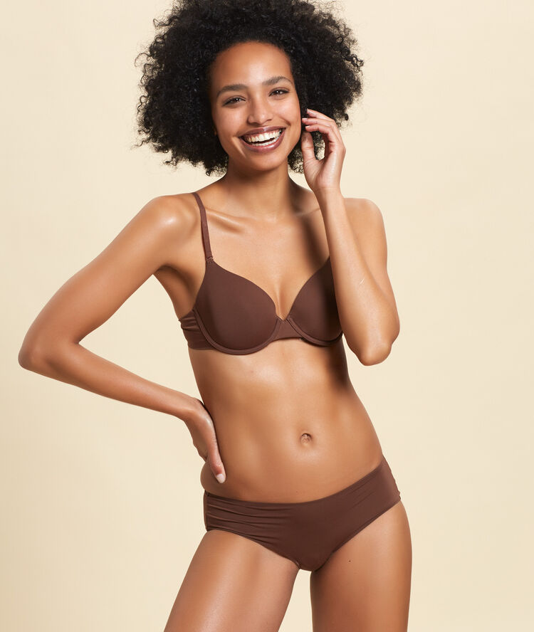 Shorty en microfibre marron clair.