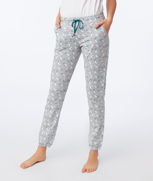 Pantalon imprimé paresseux en coton bio Pantalon imprimé paresseux en coton bio