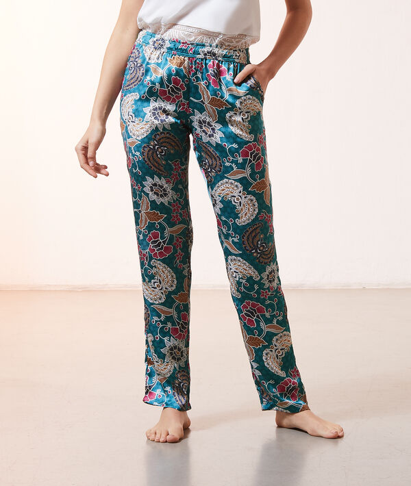 Pantalon de pyjama imprimé et satiné Pantalon de pyjama imprimé et satiné;${refinementColor}
