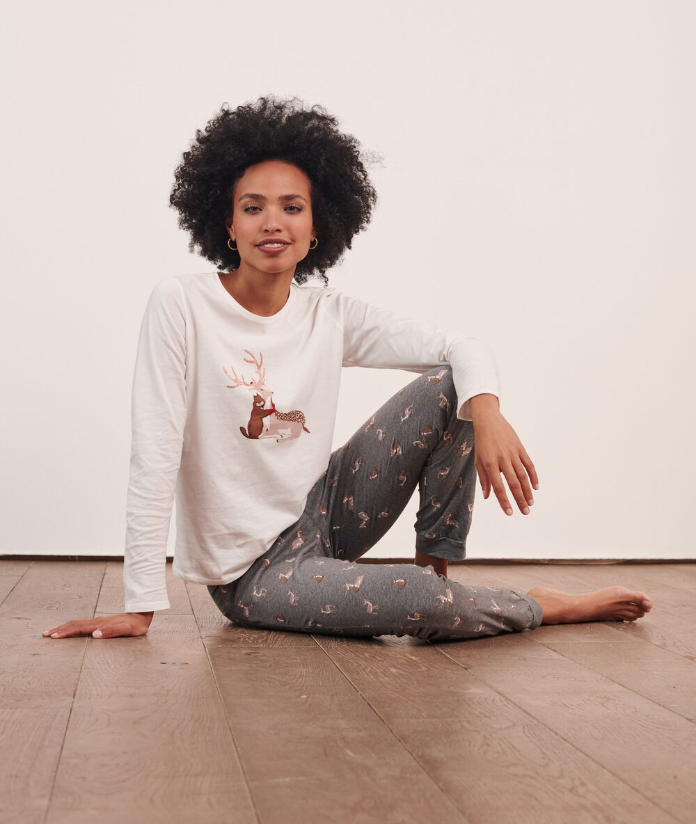 Pyjama 3 pièces, veste polaire anthracite.