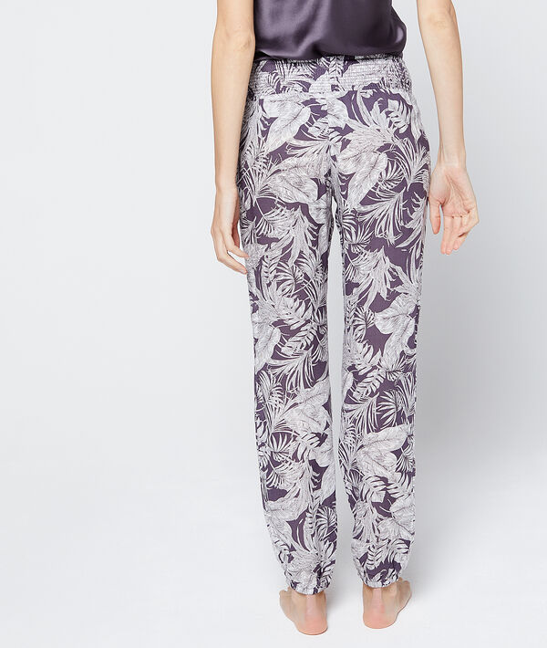 Pantalon satiné imprimé feuillage Pantalon satiné imprimé feuillage