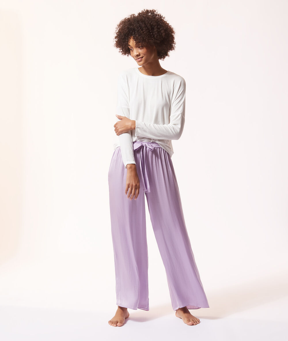 Pantalon à nouer lilas.