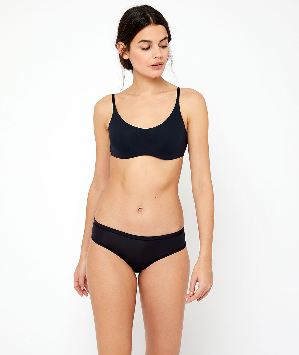 Soutien-gorge corbeille invisible noir.