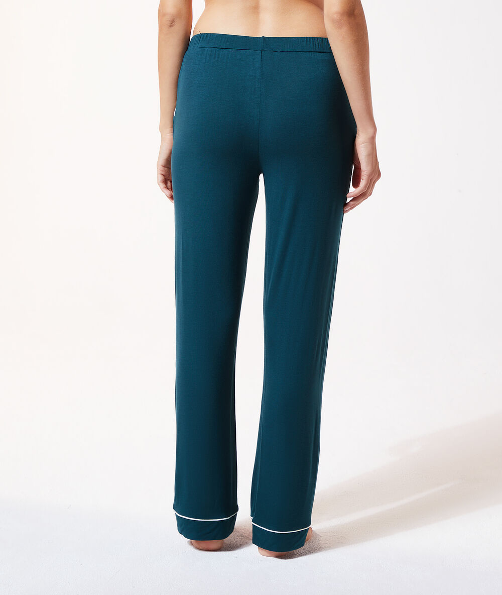 Pantalon large uni bleu canard.