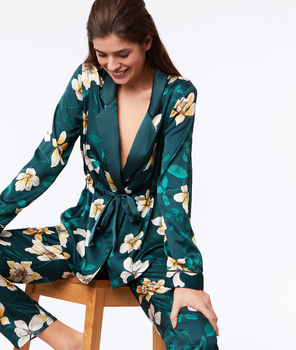 Veste de pyjama satinée imprimé floral Veste de pyjama satinée imprimé floral