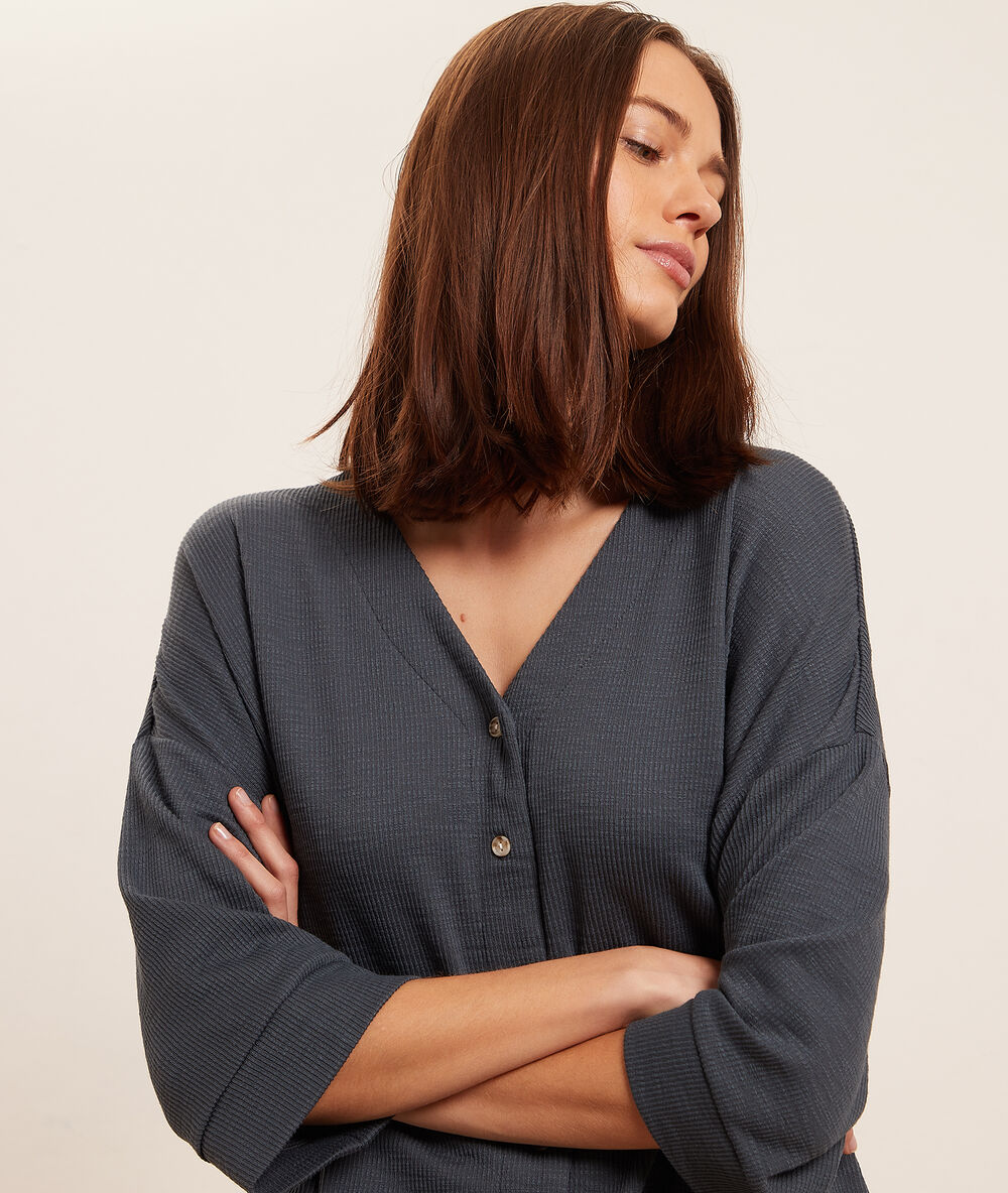 Chemise de pyjama manches courtes marine.