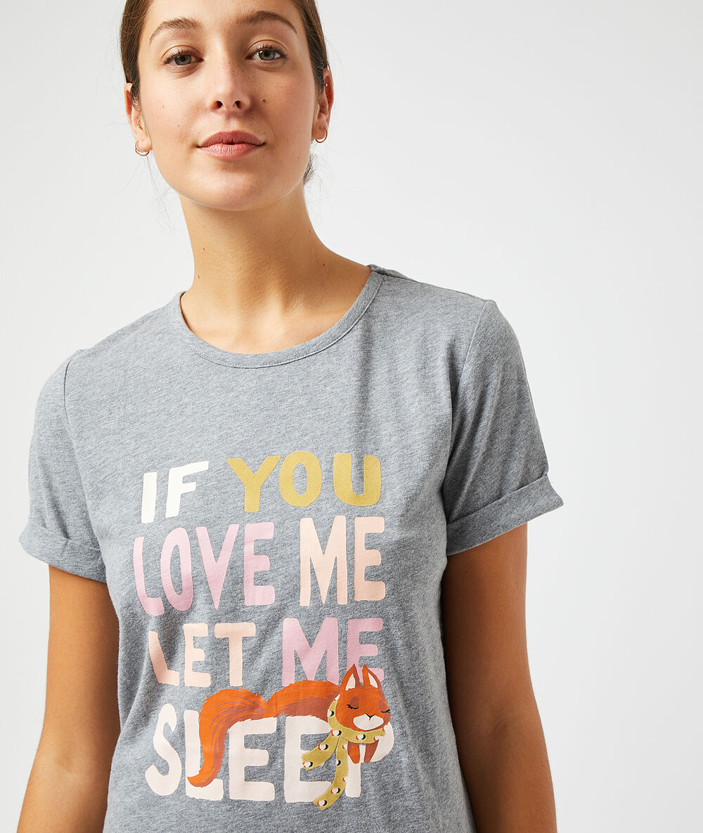 Chemise de nuit "if you love me let me sleep" gris.