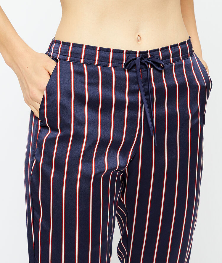 Pantalon de pyjama rayé imp fond marine.