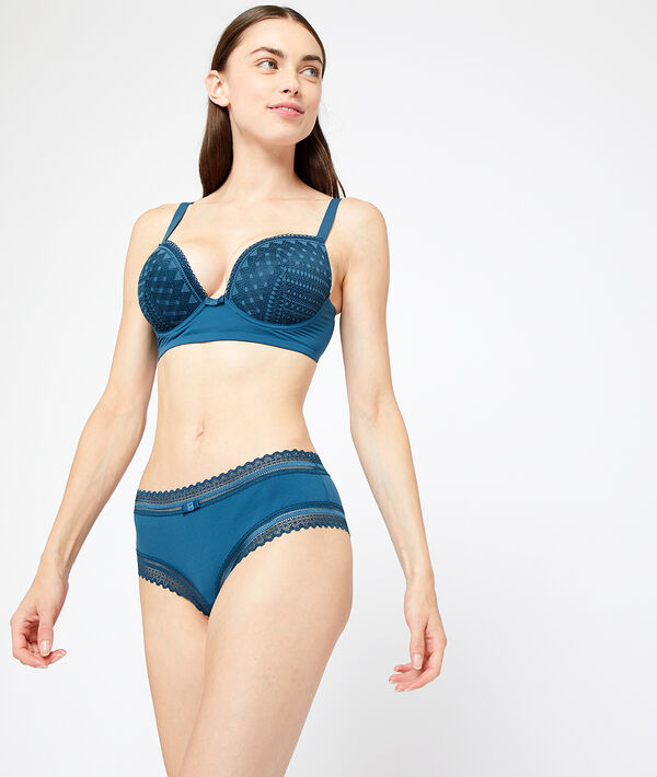 Soutien-gorge n°5 - ampliforme naturel en microfibre bleu canard.