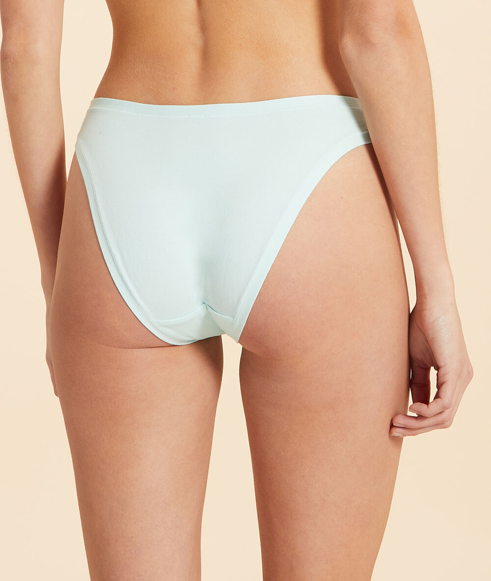 Culotte high leg en coton turquoise.