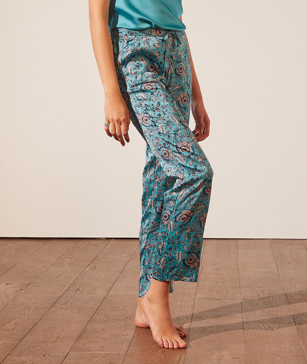 Pantalon de pyjama imprimé bleu lagon.