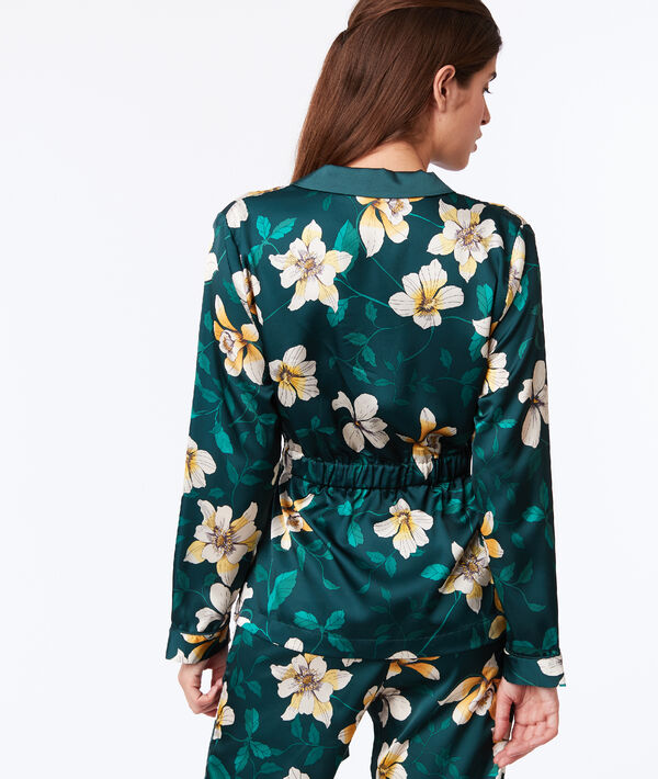 Veste de pyjama satinée imprimé floral Veste de pyjama satinée imprimé floral