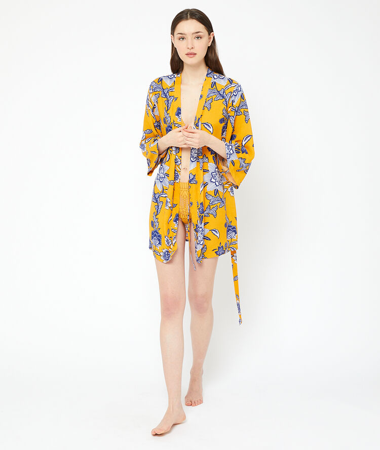 Kimono imprimé bouton d'or.