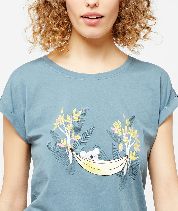 T-shirt imprimé bleu.