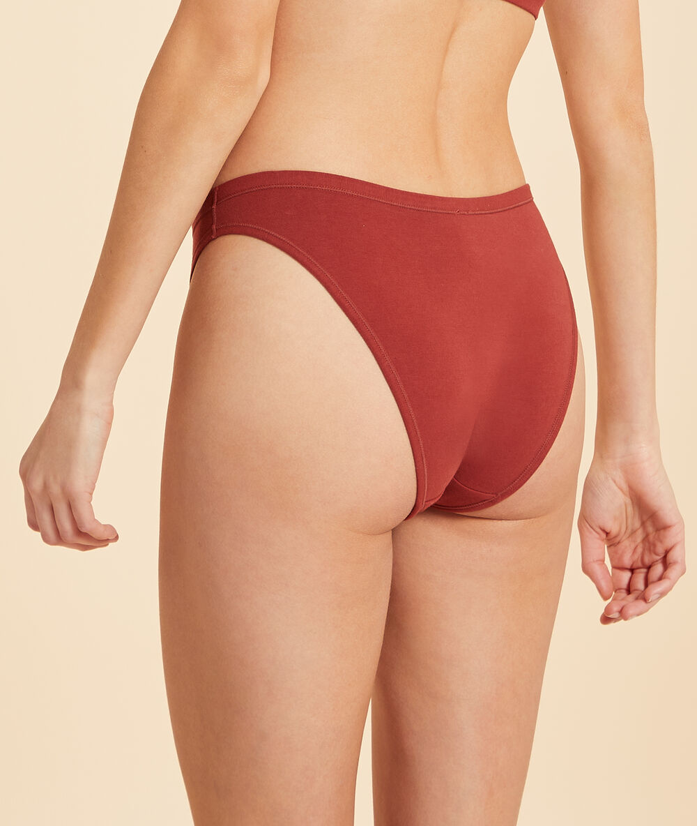 Culotte high leg en coton bio extensible cuivre.