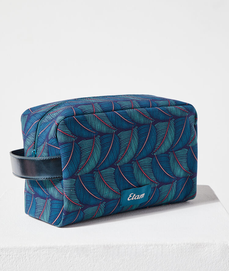 Trousse imprimée bleu.